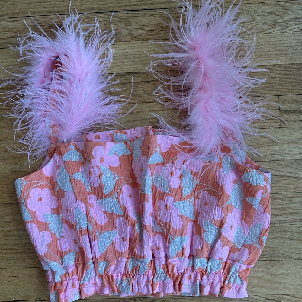 Andreeva Feather Strap Crop Top - Picture 2 of 5